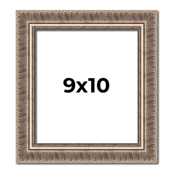 9x10 Frame Silver Harvest Ornate Solid Wood Picture Frame | 1.75 Inch Moulding Width |Mayflower