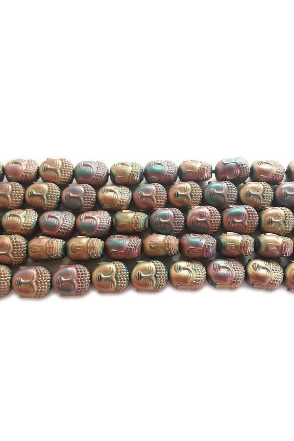 9x10mm Light Rainbow Hematite Matte Buddha Head Beads Genuine Gemstone Natural Jewelry Making