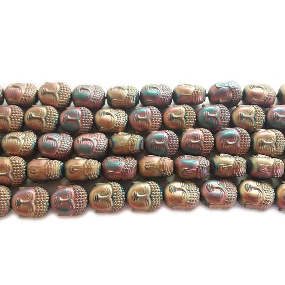 9x10mm Light Rainbow Hematite Matte Buddha Head Beads Genuine Gemstone Natural Jewelry Making