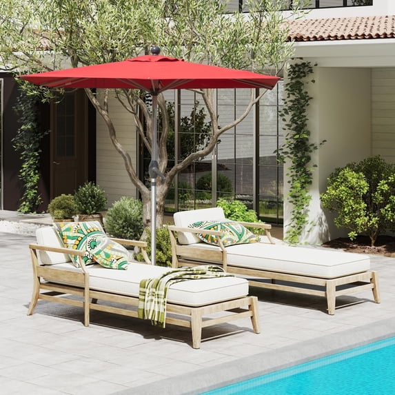 9x11.5 FT Rectangular Patio Umbrella, Double-Sided Outdoor Shade with Crank Lift & Tilt Function for Pool/Garden/Backyard, Durable Aluminum Frame, Brick Red (Base Not Included)