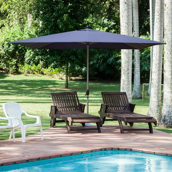 9x11.5 FT Rectangular Patio Umbrella, Double-Sided Outdoor Shade with Crank Lift & Tilt Mechanism, Wind-Resistant Aluminum Frame for Poolside, Patio & Backyard - Navy Blue (Base Not Included)