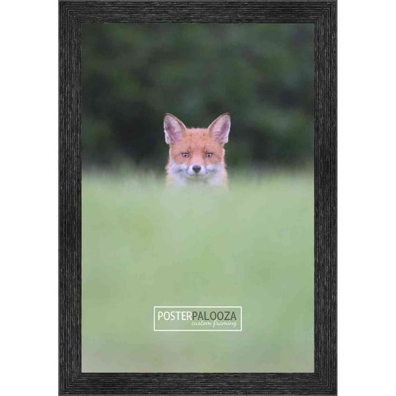 9x11 Black Rustic Thin Barnwood Picture Frame - UV Acrylic, Foam Board Backing, Hanging Hardware