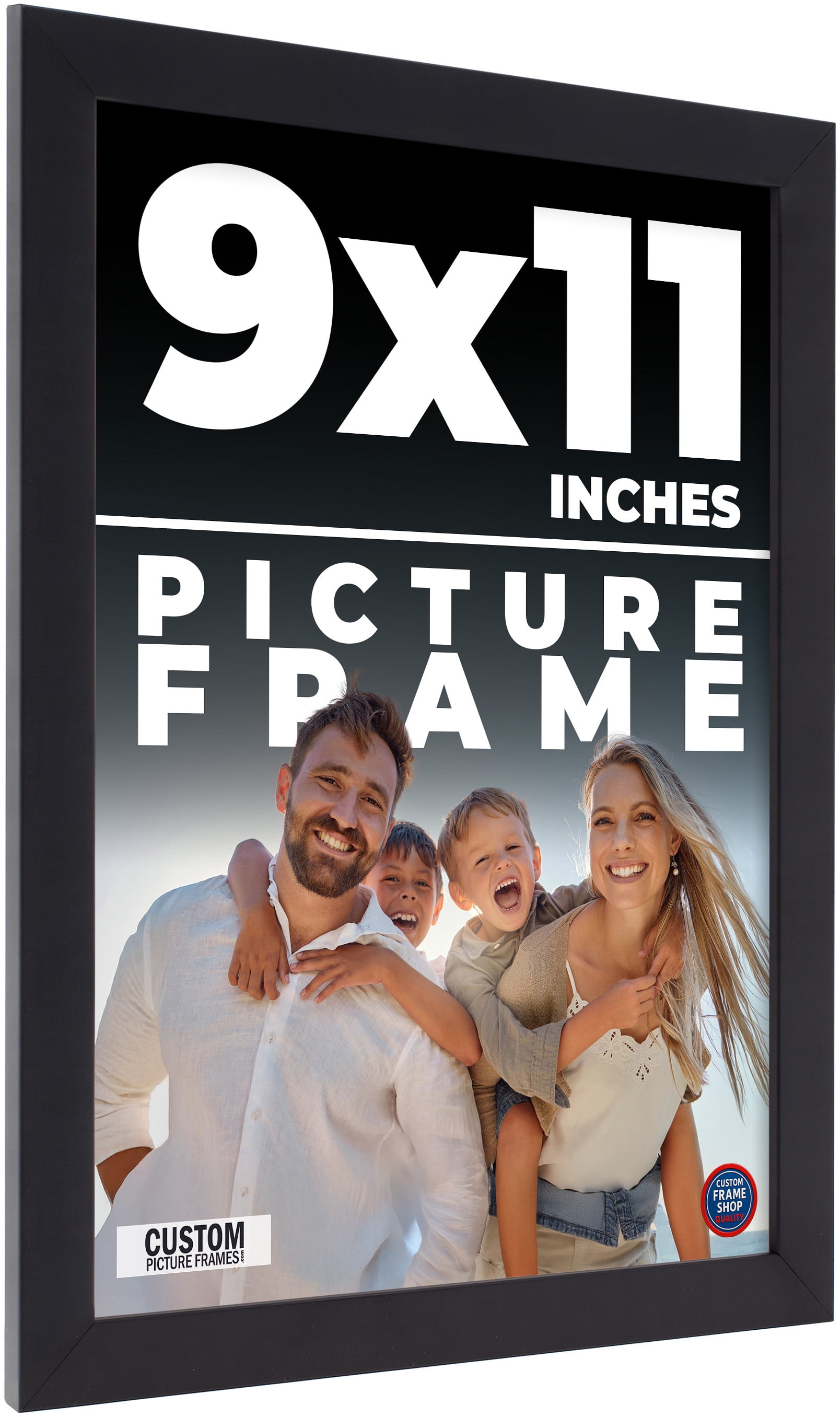 9x11 Frame Black Solid Wood Picture Frame | 0.75 Inch Moulding