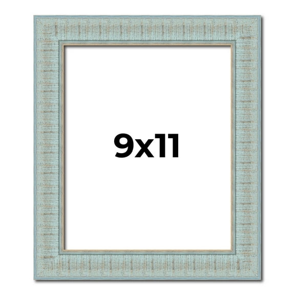 9x11 Frame Blue Teal Distressed Solid Wood Picture Frame | 1.625 Inch Moulding Width | Sonoma Blue