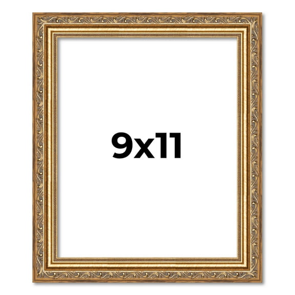 9x11 Frame Gold Solid Wood Picture Frame Width 1.25 Inches | Interior Frame Depth 0.375 Inches |