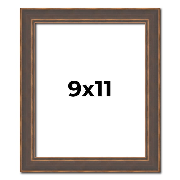 9x11 Frame Golden Caramel Solid Wood Bronze Picture Frame | 1.25 Inch Moulding Width | 0.5 Inch