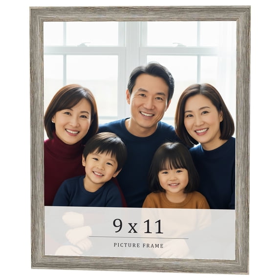 9x11 Frame Grey Solid Wood Picture Frame Width 1 Inches | Interior Frame Depth 0.5 Inches |