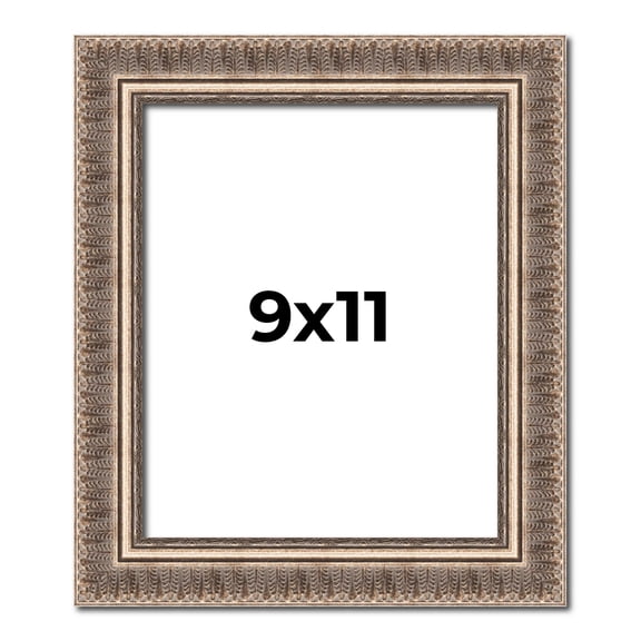 9x11 Frame Silver Harvest Ornate Solid Wood Picture Frame | 1.75 Inch Moulding Width |Mayflower