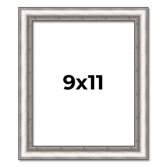 9x11 Frame Silver Real Wood Picture Frame Width 1.25 Inches | Interior Frame Depth 0.5 Inches |