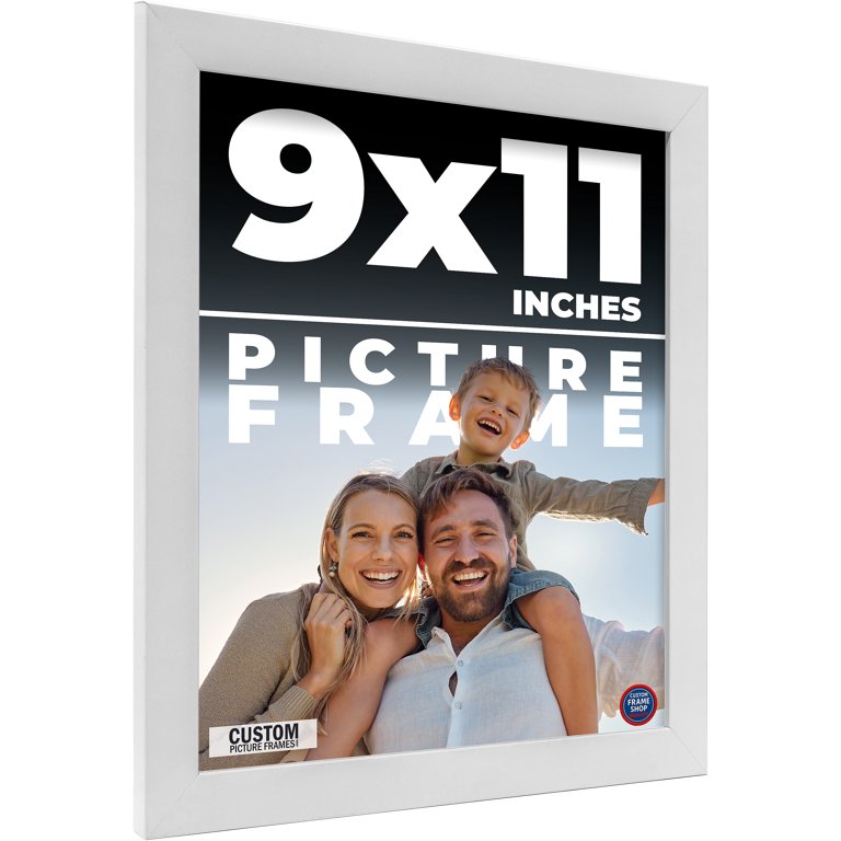 9x11 Frame White Solid Wood Picture Frame Includes UV Acrylic