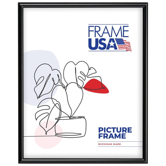 9x11 Picture Frame Black Metal I Style AF734-PI, 0.375 Inch Metal Moulding, Includes Glass and Backing, Wall Display Frame for Art, Posters, or Photos Frame USA