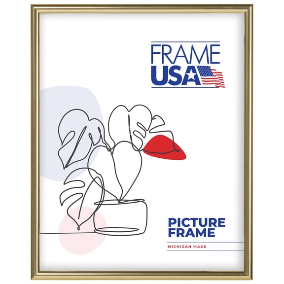9x11 Picture Frame Gold Metal I Style AF732-PI, 0.375 Inch Metal Moulding, Includes Glass and Backing, Wall Display Frame for Art, Posters, or Photos Frame USA