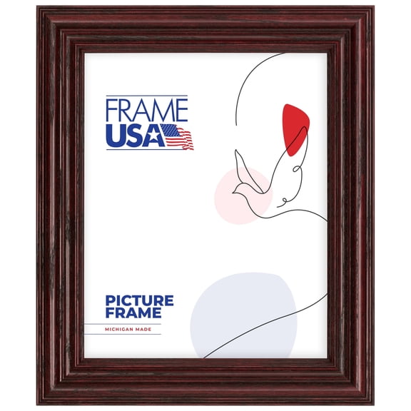 9x11 Picture Frame Red Grande Style 63564-000, 1.5 Inch Wood Moulding, Includes Glass and Backing Wall Display Frame for Art, Posters, or Photos Frame USA