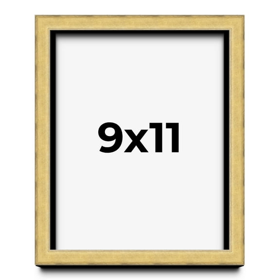 9x11 Shadow Box Frame Gold | 1.375 Inches Deep Real Wood Contemporary Shadowbox Display Frame | UV