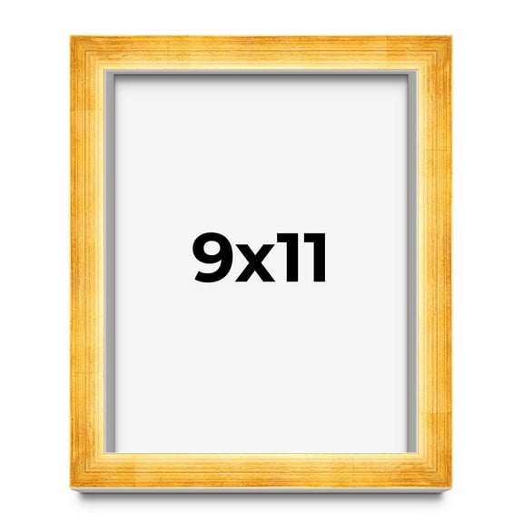 9x11 Shadow Box Frame Gold | 1.625 Inches Deep Real Wood Traditional Shadowbox Display Frame | UV