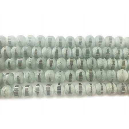 9x11mm 72 Beads Light Gray Frosted Glass Rondelles With Ab Stripe Style A For Jewelry Making