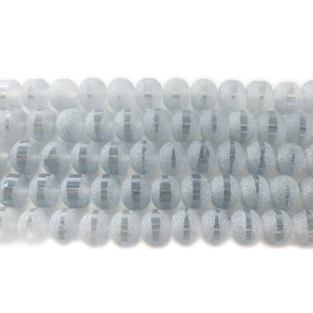 9x11mm 72 Beads Light Gray Frosted Glass Rondelles With Ab Stripe Style B For Jewelry Making