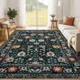 thumbnail image 1 of Toyoso 9x12 Area Rug Living Room Rugs - Machine Washable Traditional Floral Rug Non-Slip Classic Farmhouse Entryway Mat for Indoor Front Door, Kitchen, and Home Décor – Black, 1 of 9