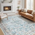 thumbnail image 1 of Toyoso 9x12 Area Rug Living Room Rugs - Vintage boho Decor Floral Area Rugs for Bedroom Dining Room Machine Washable Farmhouse Floral Carpet- Teal, 1 of 8