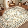 thumbnail image 1 of Toyoso 9x12 Area Rug Living Room Rugs - Washable Vintage Floral Soft Thin Large Rug Indoor Floor No Slip Rug Carpet for Bedroom Under Dining Table Home Office Decor - Brown Green, 1 of 9