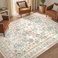 thumbnail image 1 of Toyoso 9x12 Area Rug Living Room Rugs - Washable Vintage Floral Soft Thin Large Rug Indoor Floor No Slip Rug Carpet for Bedroom Under Dining Table Home Office Decor - Pink Green, 1 of 9