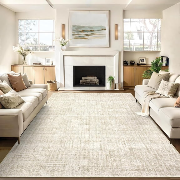 9x12 Area Rug for Living Room Washable Rugs Solid Area Rug Low Pile Stain Resistant Thin Soft Throw Carpet Modern Low Pile Folding Floor Cover for Home Decor OfficeBeige/Grey