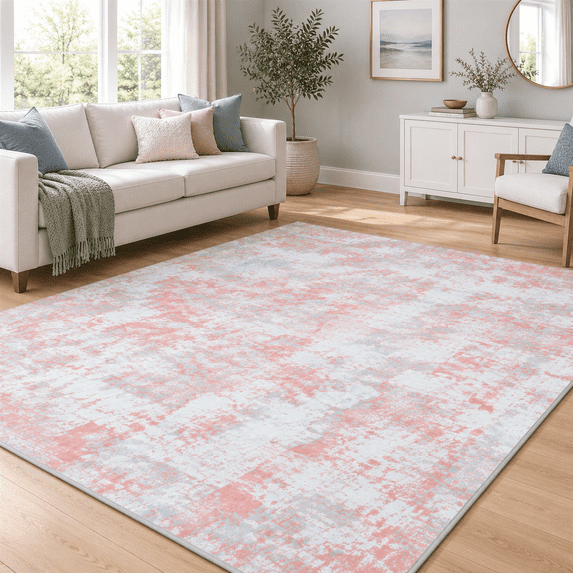 9x12 Area Rugs For Living Room Bedroom Dining Washable Pink - Walmart.com