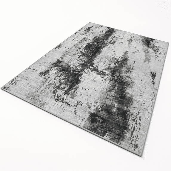 White Ruga 9x12 Area Rugs For Living Room: Washable Abstract Black White Grey ...