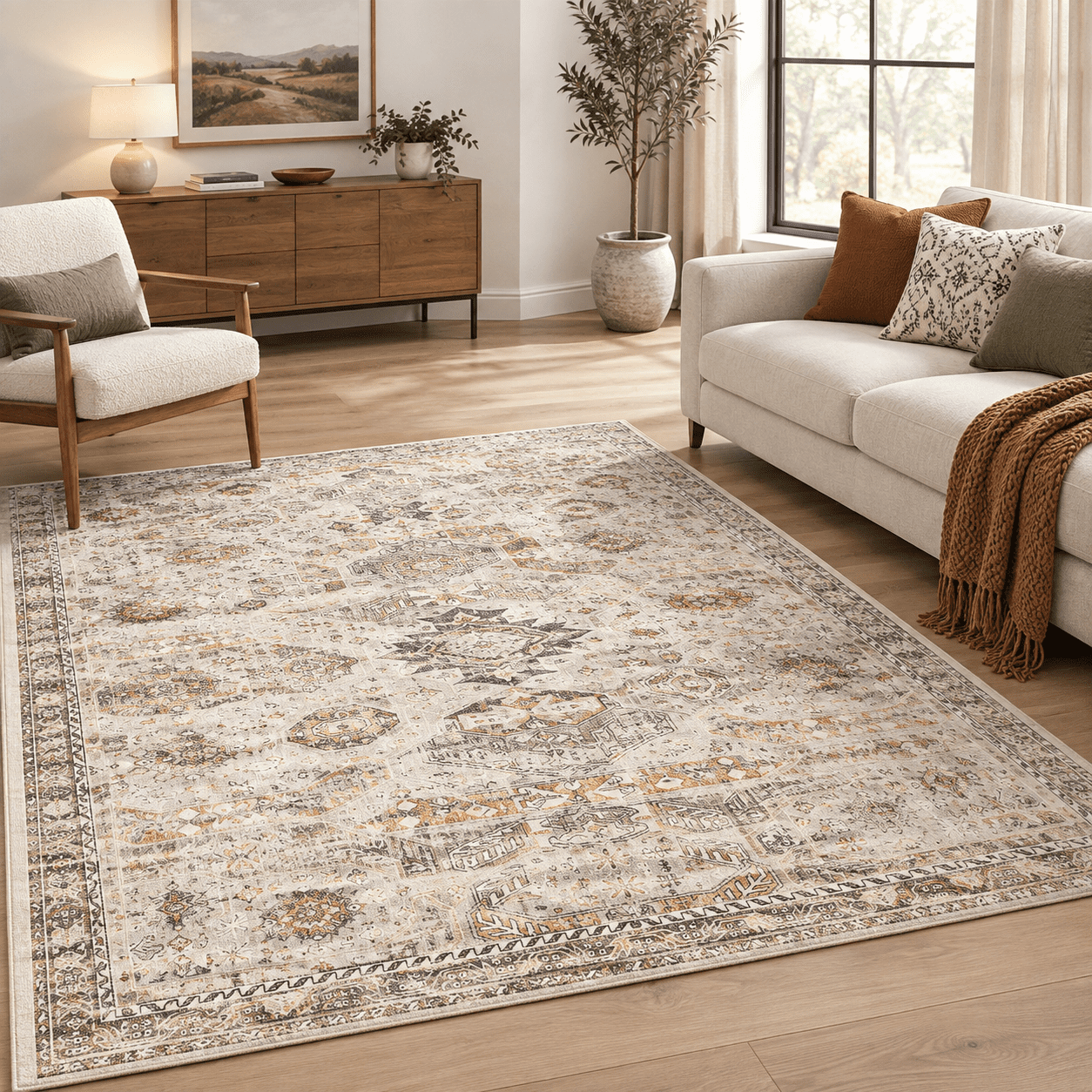 9x12 Area Rugs For Living Room Washable Vintnon Slip Rug Brown ...