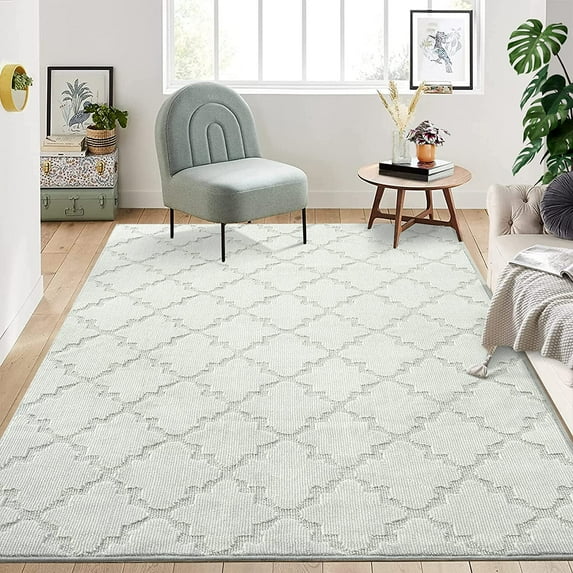 9x12 Area Rugs for Living Room Modern Lattice Large Indoor Carpet Soft Textured Area Rug Diamond Geometric Area Rug Modern Area Rug for Bedroom Nursery Kids Room, Grey 9'x12'