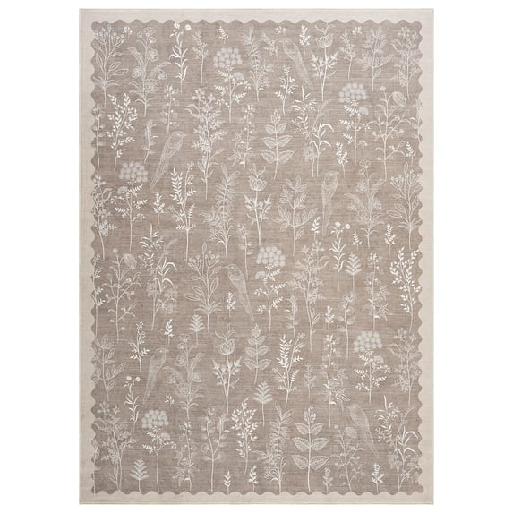 9x12 Under Bed Machine Washable Area Rugs, Modern Floral Print Floor Cover Carpet with Non Slip Backing Stain Resistant Farmhouse Rug for Nursery, Living Room, Office