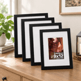 9x12 Black Picture Frames, Set of 4, Solid Wood for Table Top or Wall ...