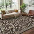 thumbnail image 1 of 9x12 Botanical Print Washable Rugs Ultra Thin Non Slip Large Area Rug for Bedroom Living Room Ultra Thin Lightweight Cute Throw Carpet for Dining Room Table Classroom Playroom, Brown, 1 of 7