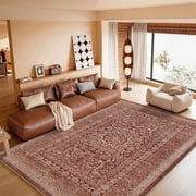 Toyoso 9x12 Master Estate Area Rug, Rustic Distressed Red Persian Rug, Grande Durable Washable Masterpiece Floor Covering for Open Great Room, High-Traffic Fade