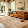 thumbnail image 1 of Toyoso 9x12 Extra Large Heritage Area Rug, Botanical Frame Master Suite Carpet, 0.25 inch Slim Machine Washable Non Slip Grande Suite Large Floor Covering, Ivory Champagne, 1 of 8