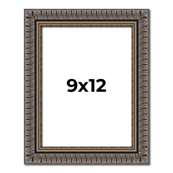 9x12 Frame Black Feather Payton Ornate Solid Wood Picture Frame Width 1.75 Inches | Interior Depth