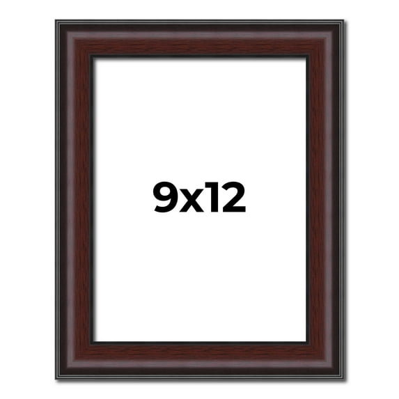 9x12 Frame Brown Round Mahogany Solid Wood Picture Frame | 1.625 Inch Moulding Width | with UV