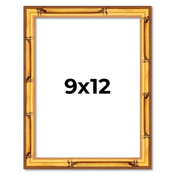 9x12 Frame Gold Bamboo Picture Frame - Complete Modern Photo Frame Includes UV Acrylic Shatter