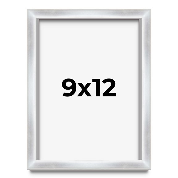 9x12 Frame Silver Whitewashed Wood Grain Solid Wood Shadow Box | 0.75 Inch Moulding Width | 0.75