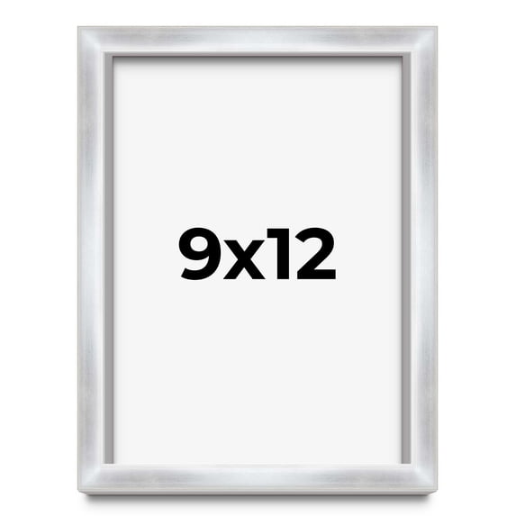 9x12 Frame Silver Whitewashed Wood Grain Solid Wood Shadow Box | 0.75 Inch Moulding Width | 0.75