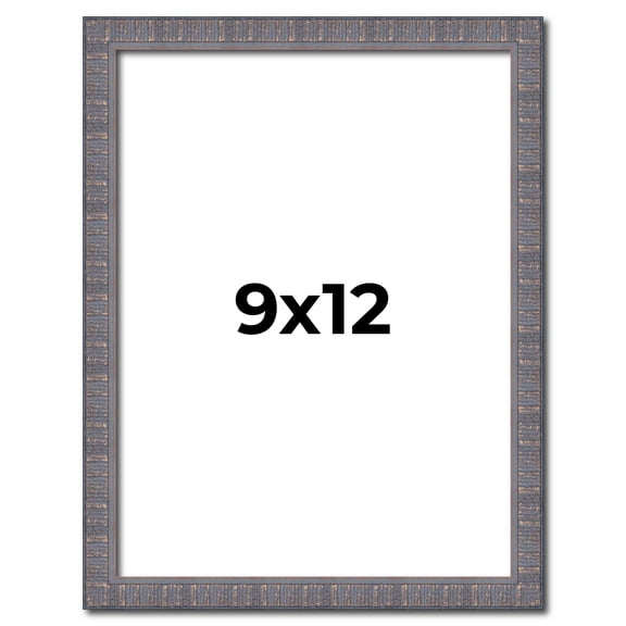 9x12 Frame Slate Blue Distressed Rustic Solid Wood Picture Frame | 0.75 Inch Moulding Width |
