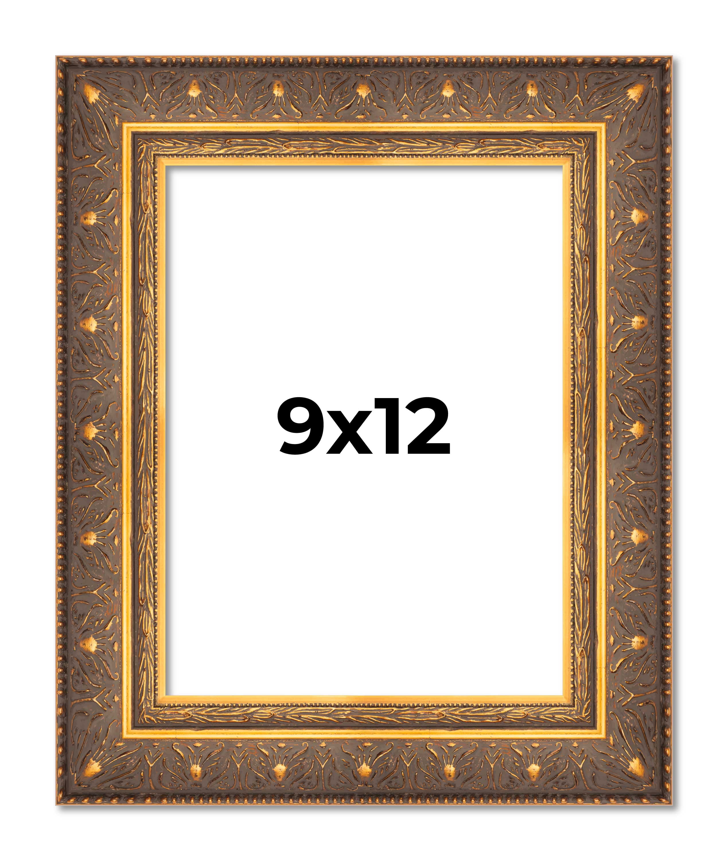 9x12 Frame Vintage Gold Solid Wood Picture Frame | 2.5 Inch