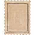 thumbnail image 1 of 9x12 Ft Black Border Premium Scalloped Jute Rug – Handcrafted Natural Braided Carpet for Living Room, Bedroom, Entryway – Boho Home Decor, 1 of 2