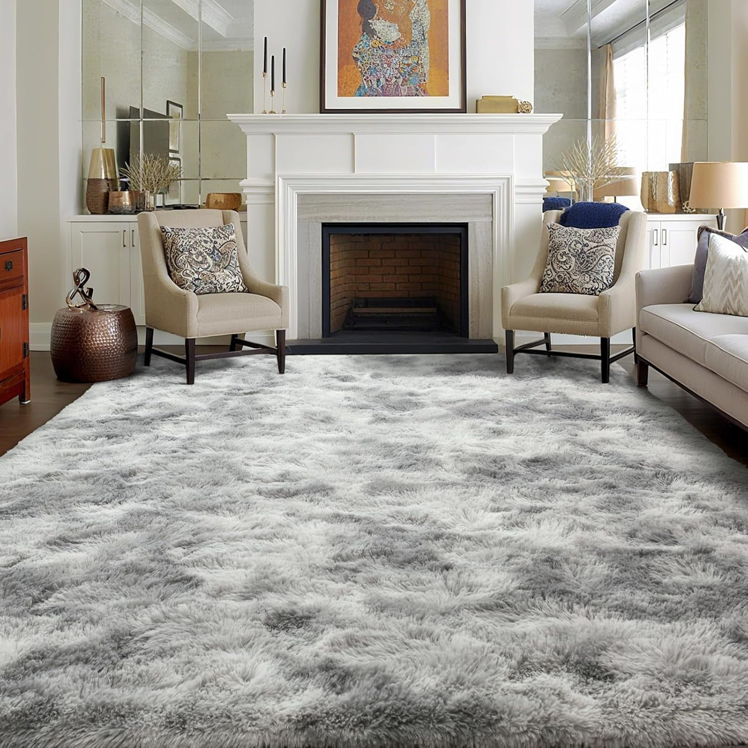 9x12 Ft Extra Large Shag Rugs for Living Room, Tie Dyed Ultra Soft ...