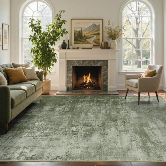 9x12 Ft Extra Large Washable Area Rugs For Living Room Soft Non-slip Modern Abstract Pattern Carpet Bedroom Indoor Floor Home Decor (green)