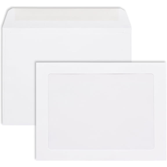 9x12 Full Face Window Envelopes - 28lb Paper. Bright White 9 x 12 Inches Envelope, With a nice Clear window 50 Pack