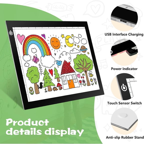 9x12 Inch LED Light Pad, Ultra-Thin USB Powered Bright Light up Box Adjustable Light Table for Drawing, Weeding Vinyl, Diamond Art, Sketching, Tracing and Animation