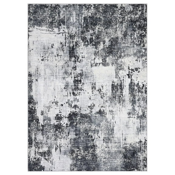 9x12 Large Area Rug Living Room Washable Modern Abstract Soft Thin Rug Indoor Floor No Slip Carpet for Bedroom Dining Room Grey
