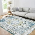 thumbnail image 1 of 9x12 Large Area Rug VintageWashable Non Slip Rug Low Pile Floral Area Rug Stain Resistant Carpet Soft Folding Floor Cover Nursery (Blue), 1 of 8