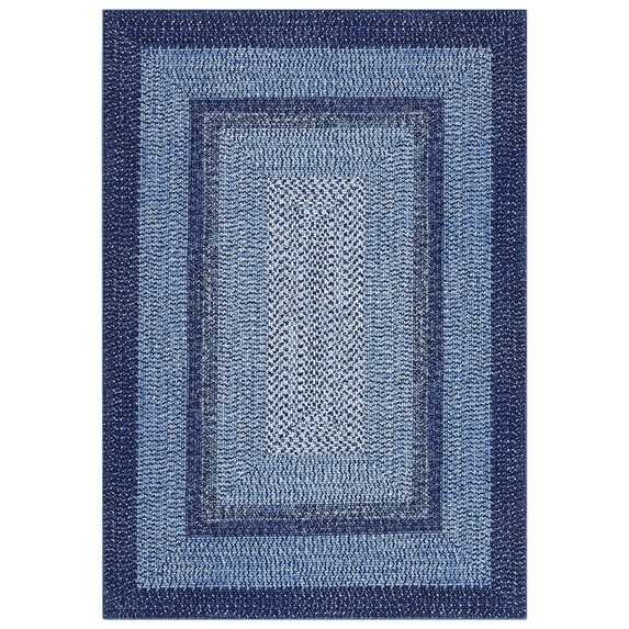 9x12 Machine Washable Area Rug - Modern Braided Vintage Boho Rug for Living Room & Bedroom, Navy